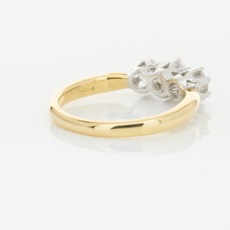 18ct Yellow Gold .98ct Diamond Trilogy Ring-Ring-Walker & Hall