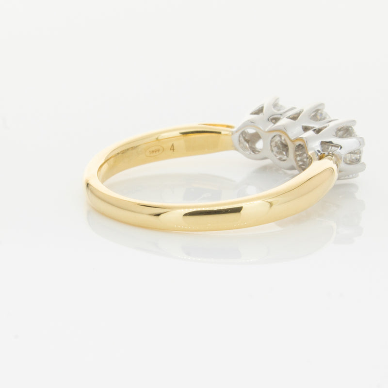 18ct Yellow Gold .98ct Diamond Trilogy Ring-Ring-Walker & Hall