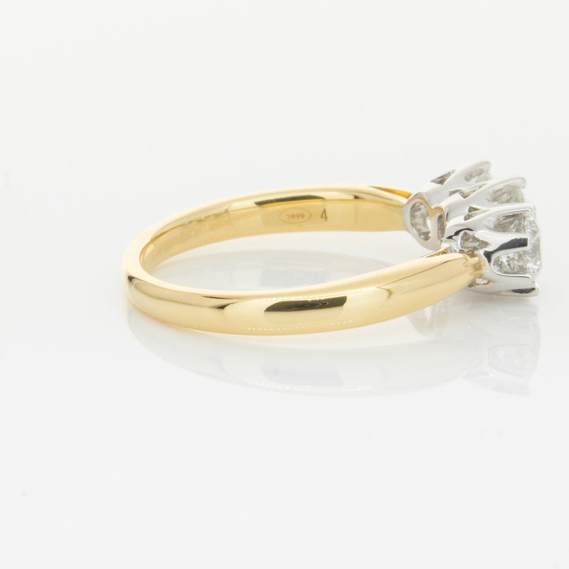 18ct Yellow Gold .98ct Diamond Trilogy Ring-Ring-Walker & Hall