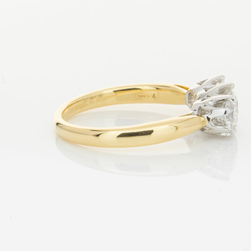 18ct Yellow Gold .98ct Diamond Trilogy Ring-Ring-Walker & Hall