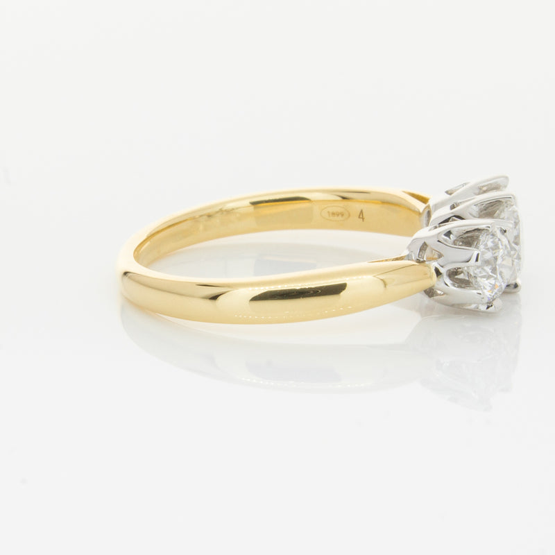 18ct Yellow Gold .98ct Diamond Trilogy Ring-Ring-Walker & Hall