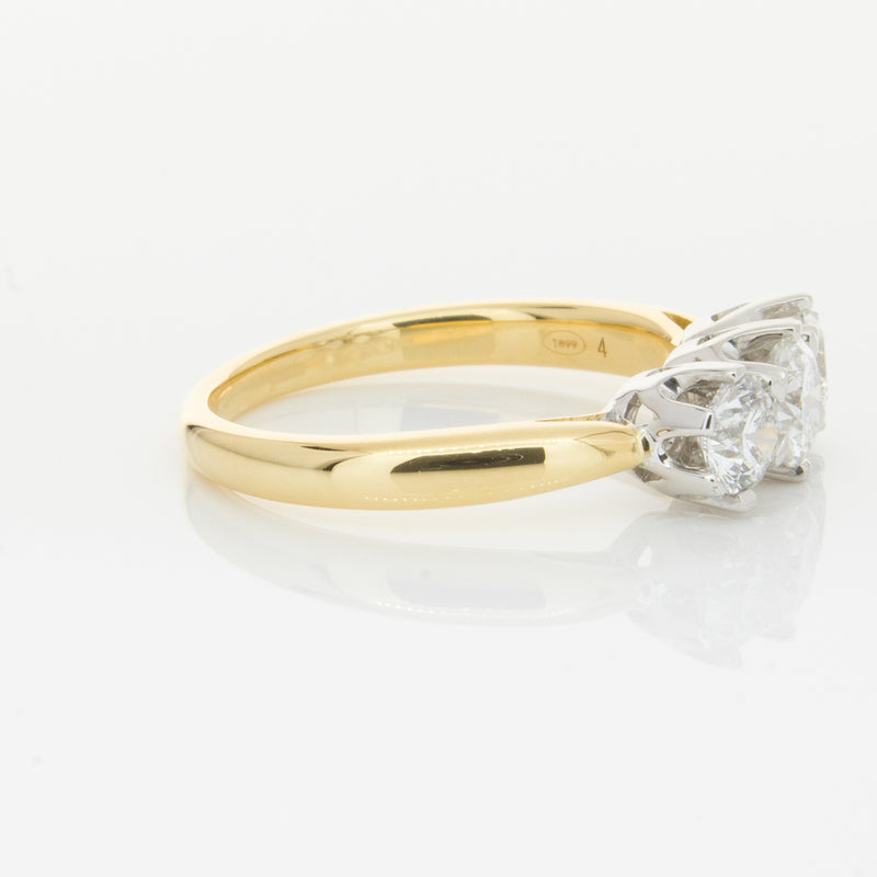 18ct Yellow Gold .98ct Diamond Trilogy Ring-Ring-Walker & Hall