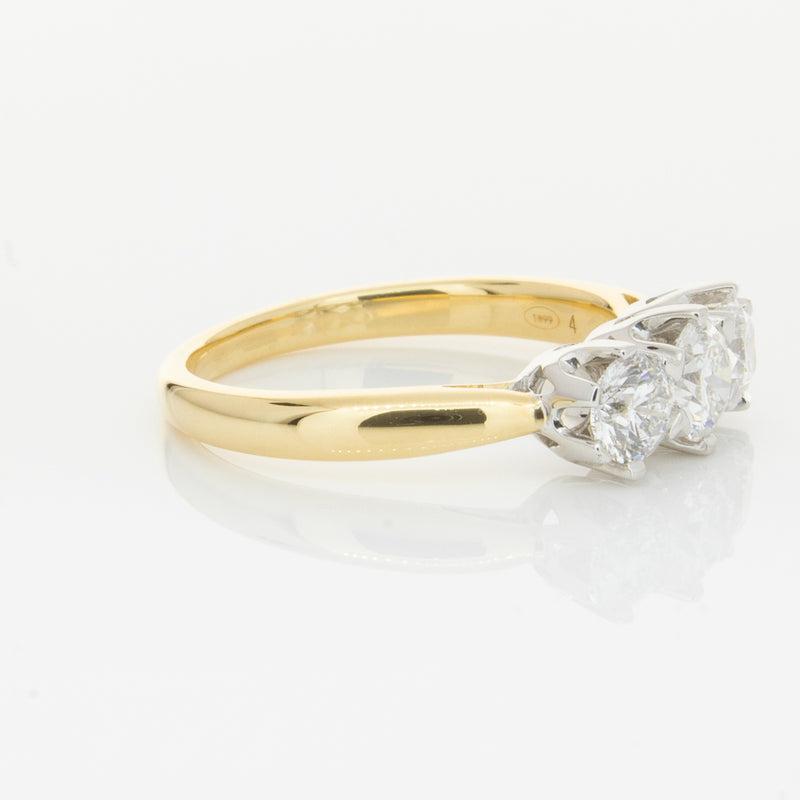 18ct Yellow Gold .98ct Diamond Trilogy Ring-Ring-Walker & Hall