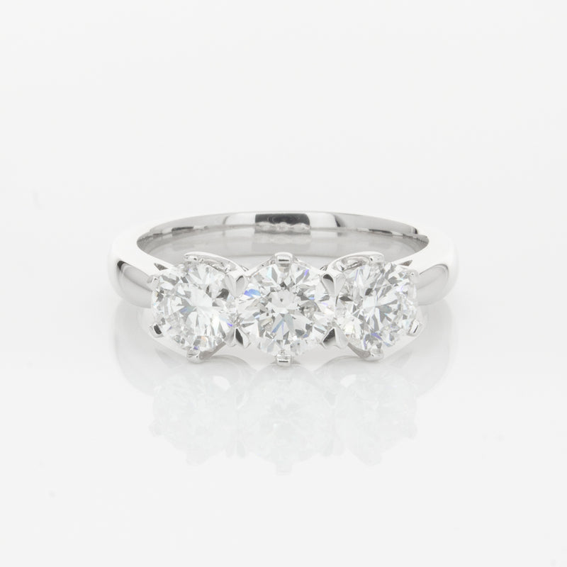 18ct White Gold 1.59ct Diamond Trilogy Ring-Ring-Walker & Hall