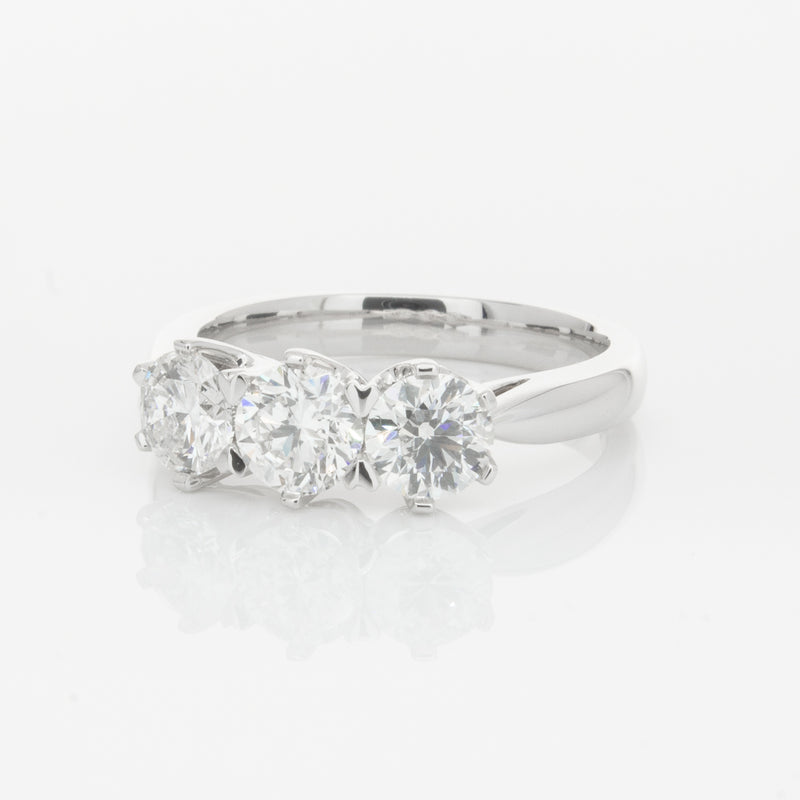 18ct White Gold 1.59ct Diamond Trilogy Ring-Ring-Walker & Hall