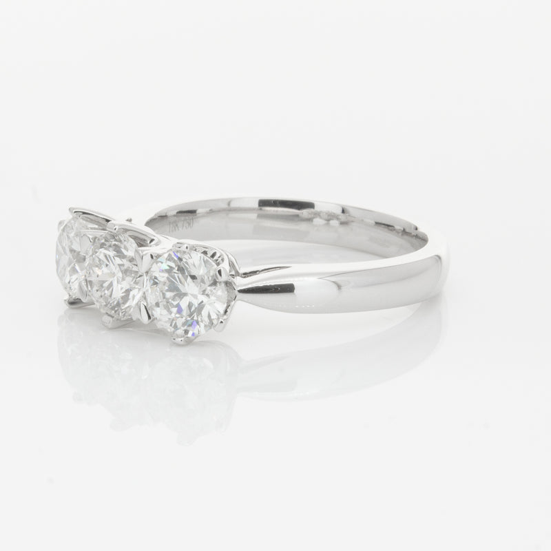 18ct White Gold 1.59ct Diamond Trilogy Ring-Ring-Walker & Hall