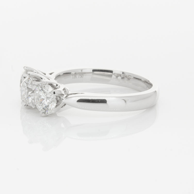 18ct White Gold 1.59ct Diamond Trilogy Ring-Ring-Walker & Hall