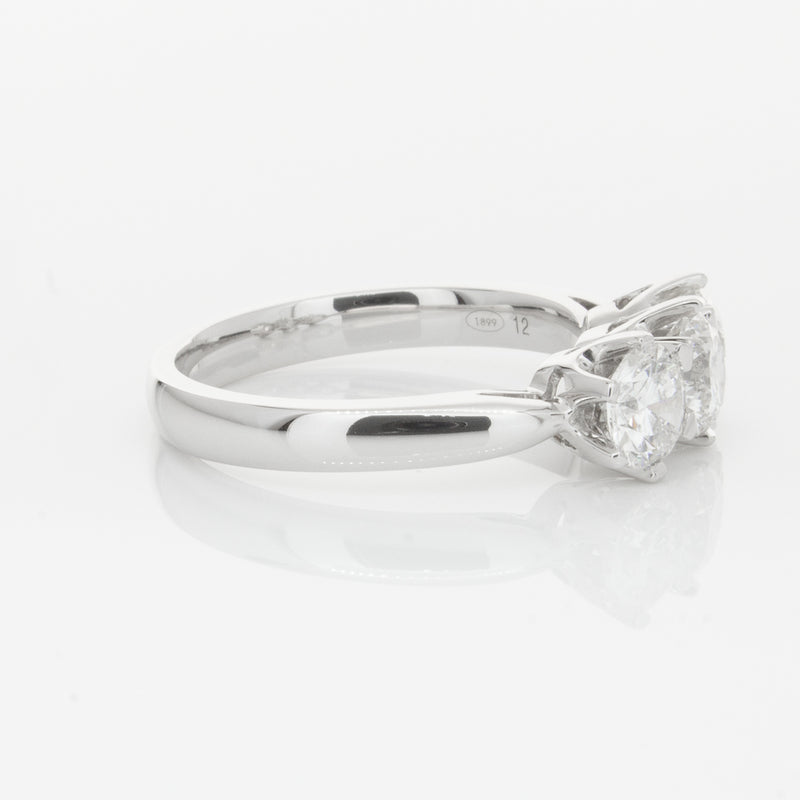 18ct White Gold 1.59ct Diamond Trilogy Ring-Ring-Walker & Hall