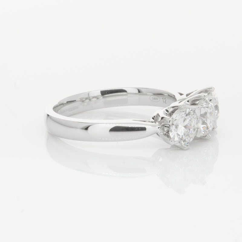 18ct White Gold 1.59ct Diamond Trilogy Ring-Ring-Walker & Hall