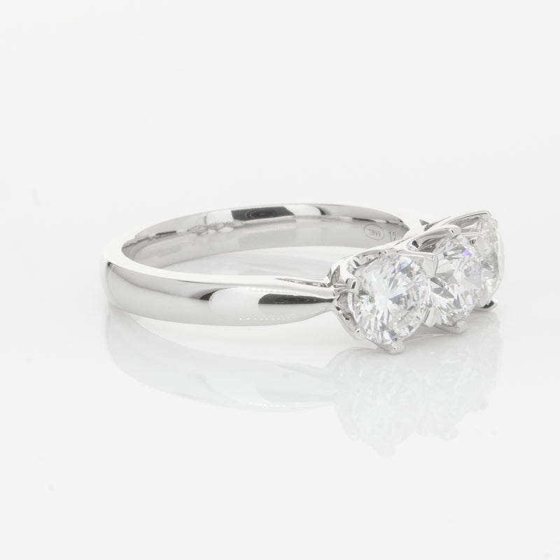 18ct White Gold 1.59ct Diamond Trilogy Ring-Ring-Walker & Hall