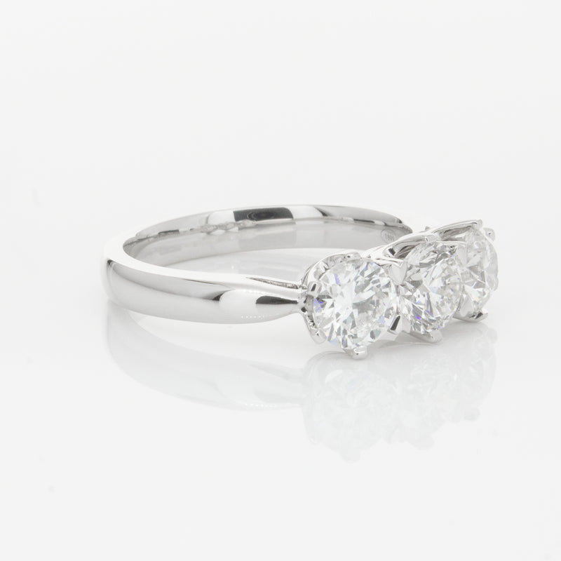 18ct White Gold 1.59ct Diamond Trilogy Ring-Ring-Walker & Hall