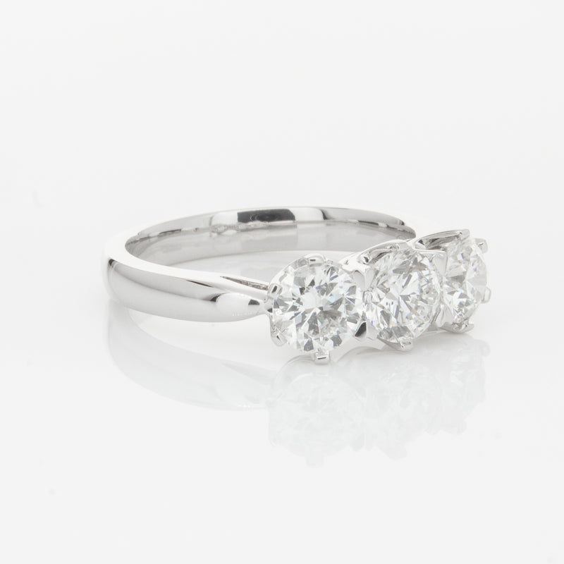18ct White Gold 1.59ct Diamond Trilogy Ring-Ring-Walker & Hall