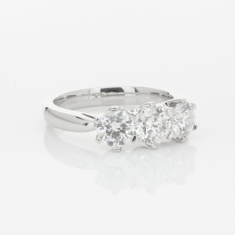 18ct White Gold 1.59ct Diamond Trilogy Ring-Ring-Walker & Hall