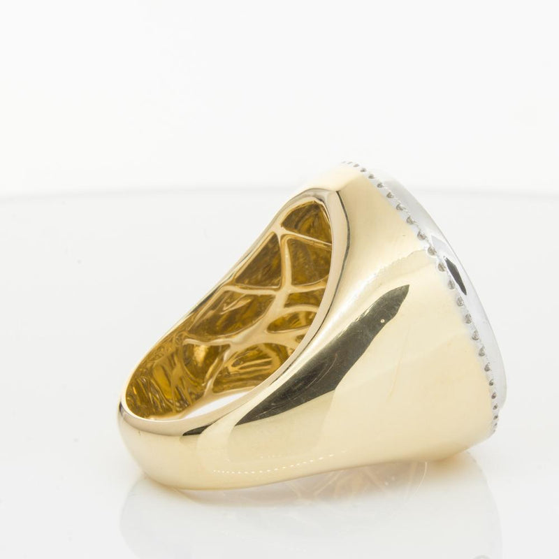 14ct Yellow Gold Diamond Halo Ring with Sovereign-Ring-Walker & Hall