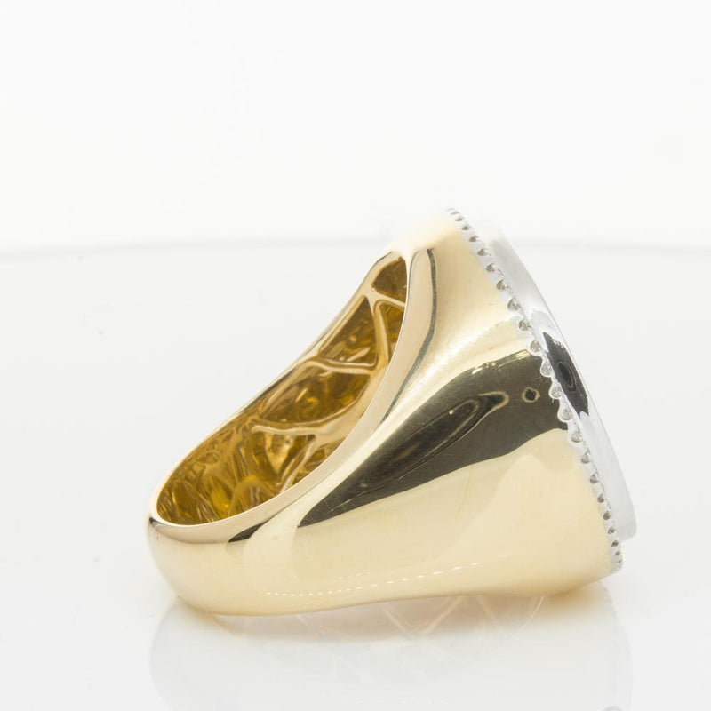 14ct Yellow Gold Diamond Halo Ring with Sovereign-Ring-Walker & Hall