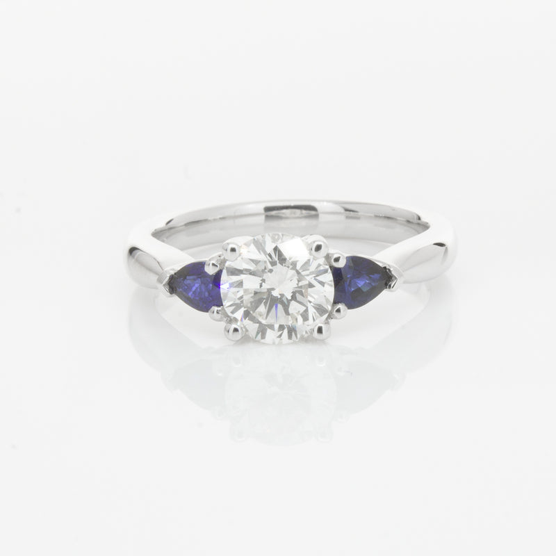 18ct White Gold Diamond & Sapphire Ring-Ring-Walker & Hall