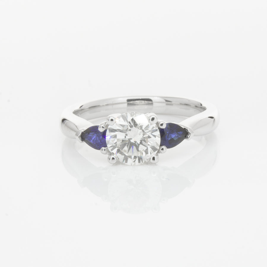 18ct White Gold Diamond & Sapphire Ring-Ring-Walker & Hall