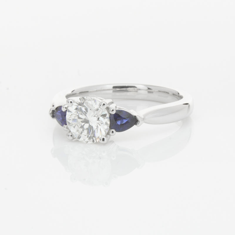 18ct White Gold Diamond & Sapphire Ring-Ring-Walker & Hall