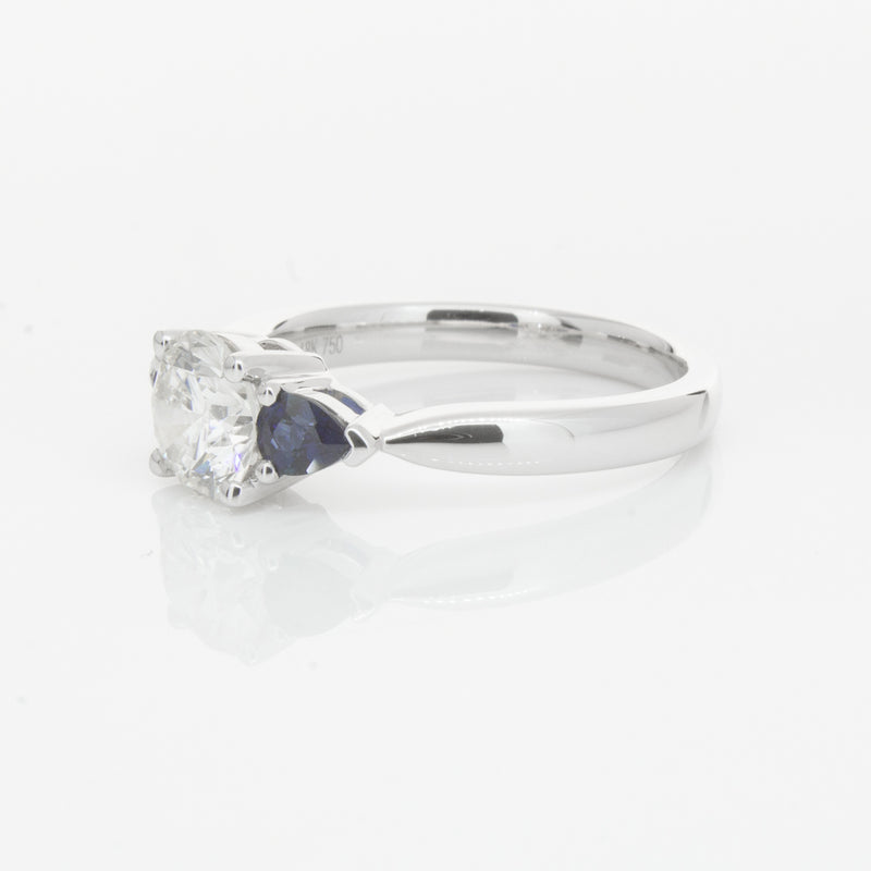 18ct White Gold Diamond & Sapphire Ring-Ring-Walker & Hall