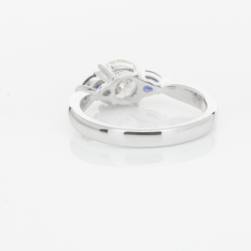 18ct White Gold Diamond & Sapphire Ring-Ring-Walker & Hall