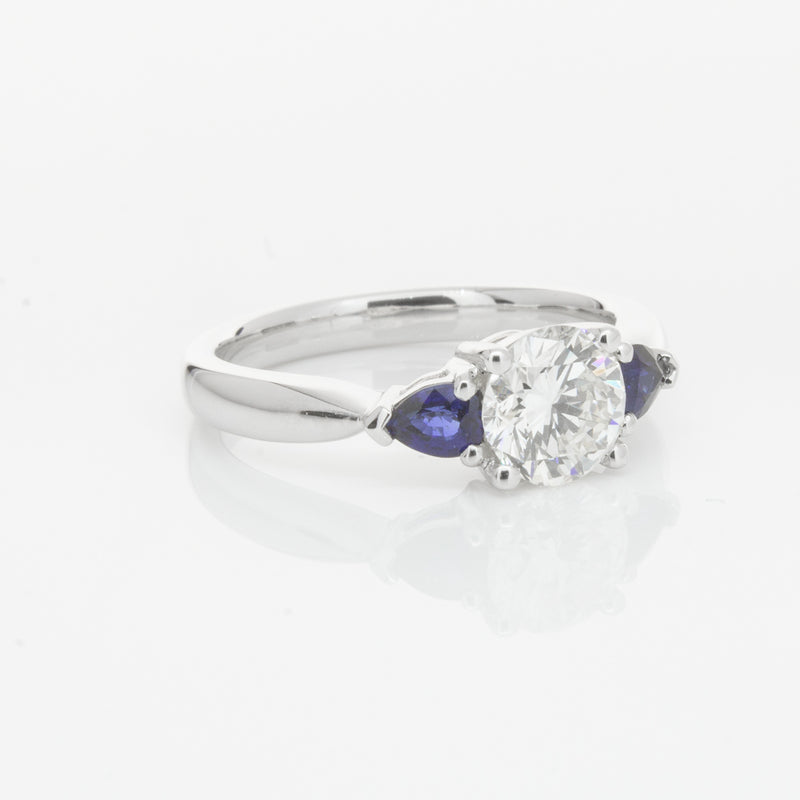 18ct White Gold Diamond & Sapphire Ring-Ring-Walker & Hall