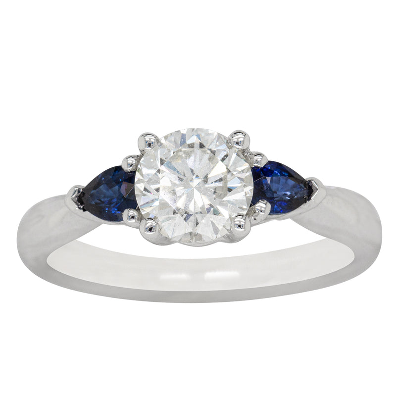 18ct White Gold Diamond & Sapphire Ring-Ring-Walker & Hall
