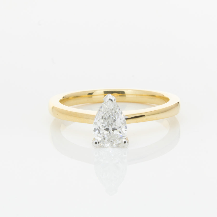18ct Yellow Gold .70ct Pear Cut Diamond Ring-Ring-Walker & Hall