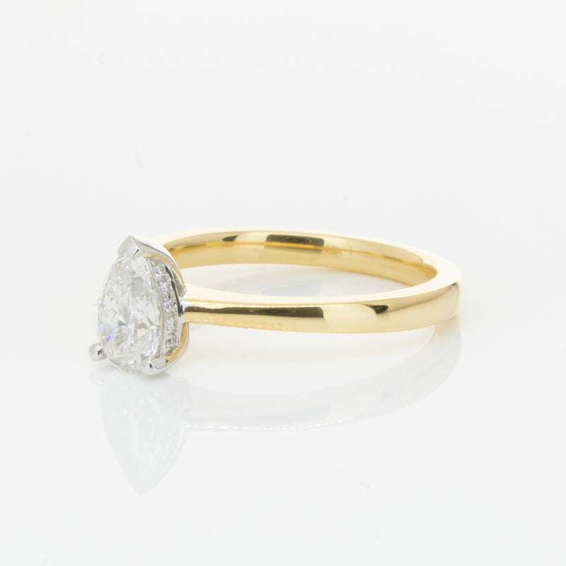 18ct Yellow Gold .70ct Pear Cut Diamond Ring-Ring-Walker & Hall