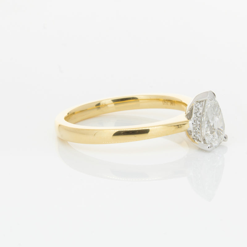 18ct Yellow Gold .70ct Pear Cut Diamond Ring-Ring-Walker & Hall