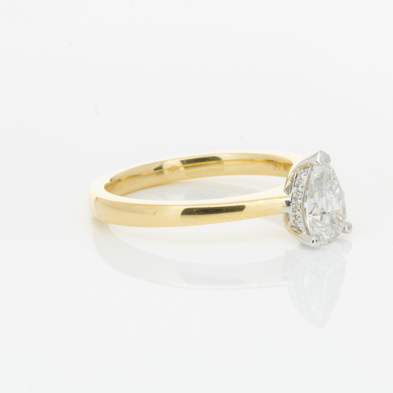 18ct Yellow Gold .70ct Pear Cut Diamond Ring-Ring-Walker & Hall
