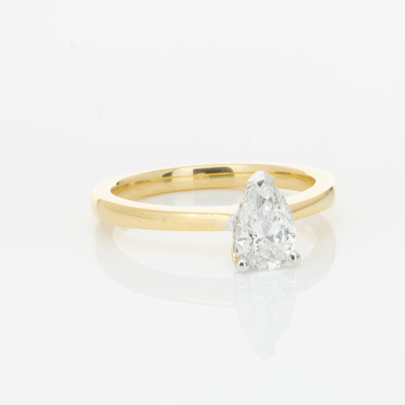 18ct Yellow Gold .70ct Pear Cut Diamond Ring-Ring-Walker & Hall