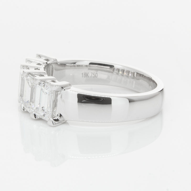 18ct White Gold Emerald-Cut Diamond Ring-Ring-Walker & Hall