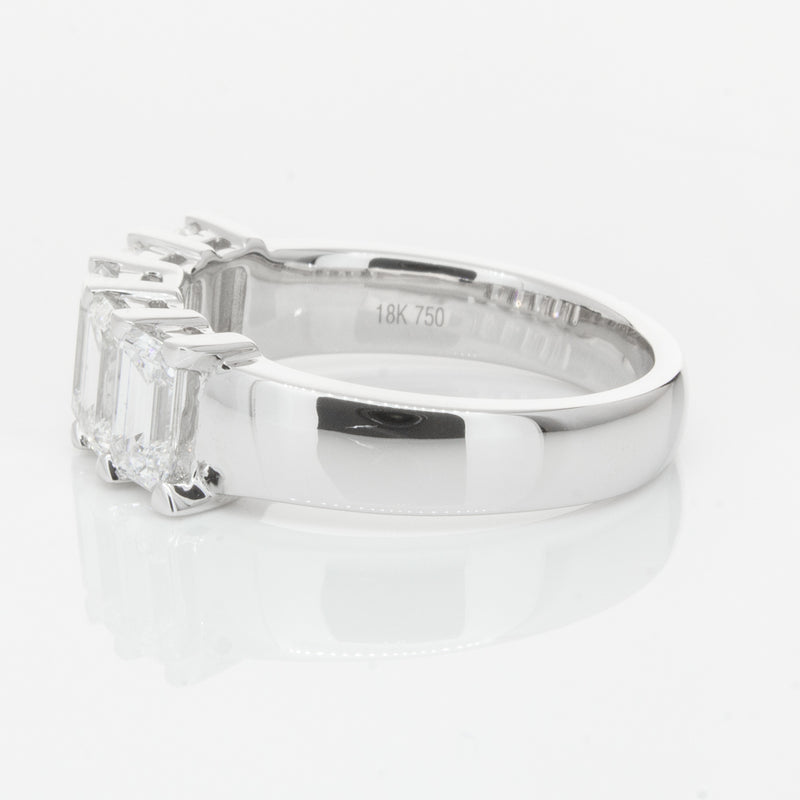 18ct White Gold Emerald-Cut Diamond Ring-Ring-Walker & Hall