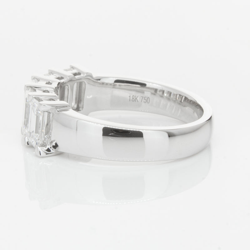 18ct White Gold Emerald-Cut Diamond Ring-Ring-Walker & Hall