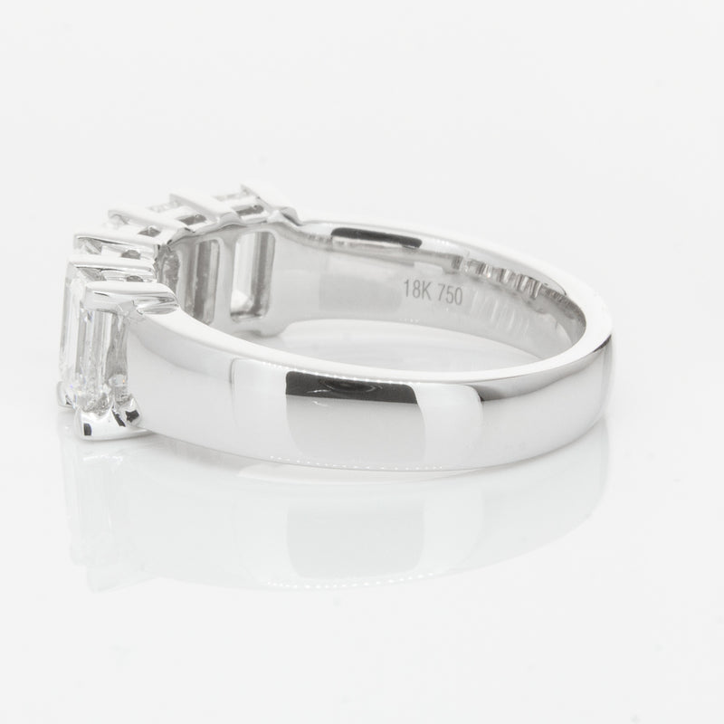 18ct White Gold Emerald-Cut Diamond Ring-Ring-Walker & Hall