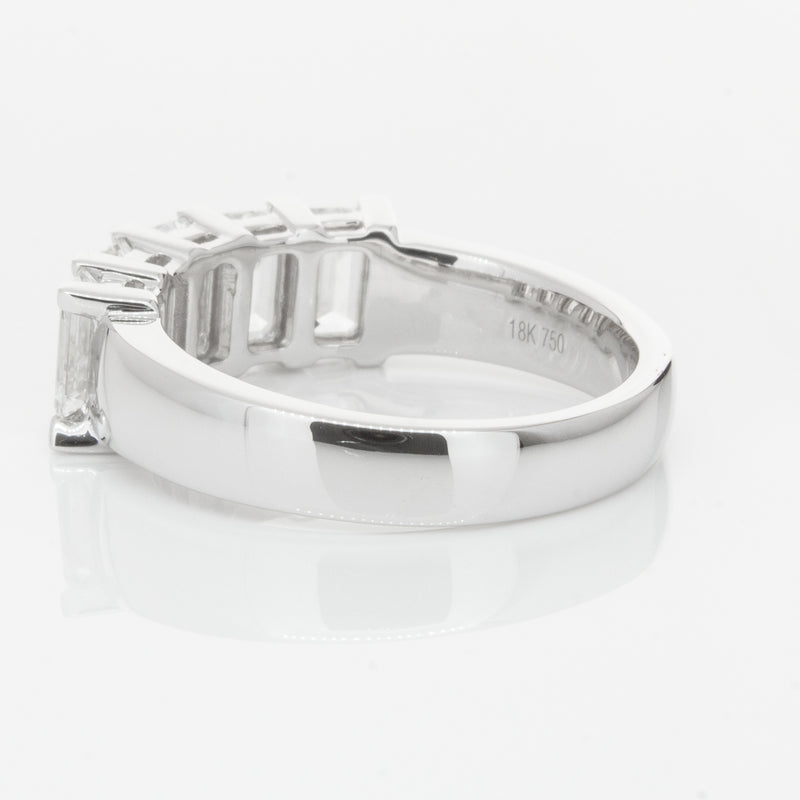 18ct White Gold Emerald-Cut Diamond Ring-Ring-Walker & Hall