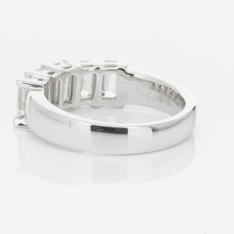 18ct White Gold Emerald-Cut Diamond Ring-Ring-Walker & Hall