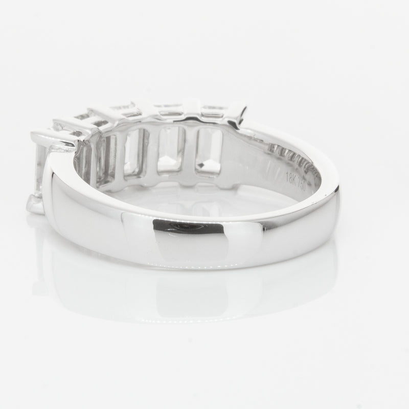 18ct White Gold Emerald-Cut Diamond Ring-Ring-Walker & Hall