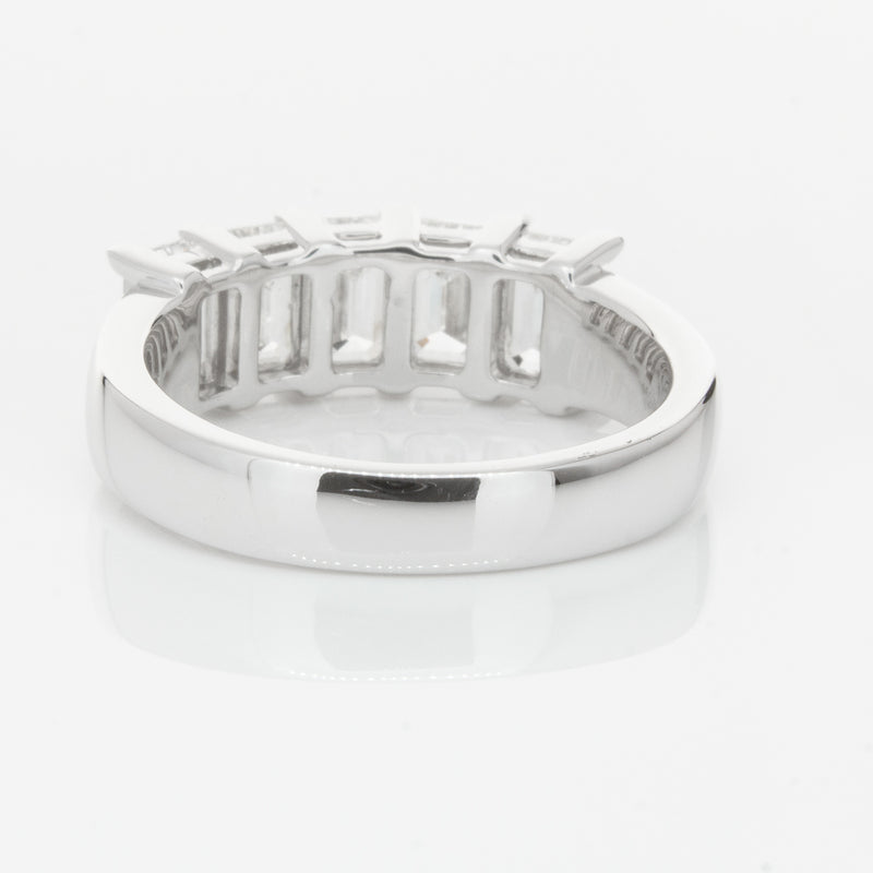 18ct White Gold Emerald-Cut Diamond Ring-Ring-Walker & Hall
