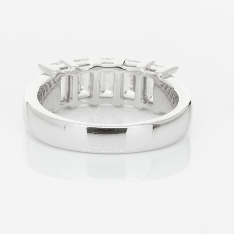 18ct White Gold Emerald-Cut Diamond Ring-Ring-Walker & Hall
