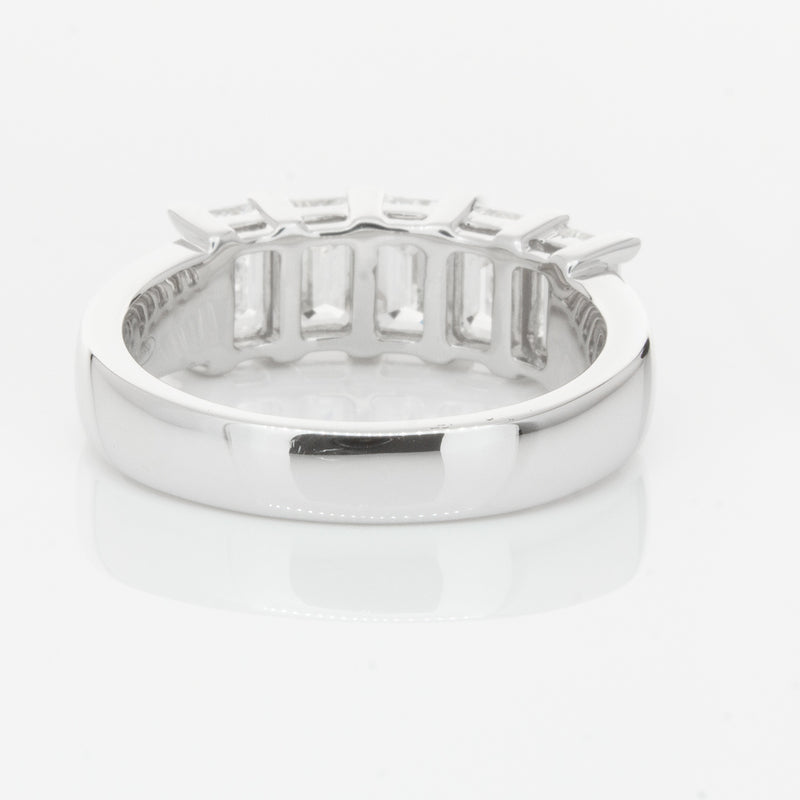 18ct White Gold Emerald-Cut Diamond Ring-Ring-Walker & Hall