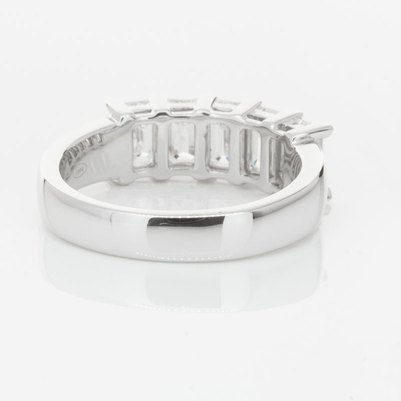 18ct White Gold Emerald-Cut Diamond Ring-Ring-Walker & Hall
