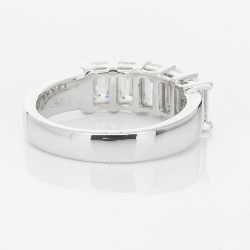 18ct White Gold Emerald-Cut Diamond Ring-Ring-Walker & Hall