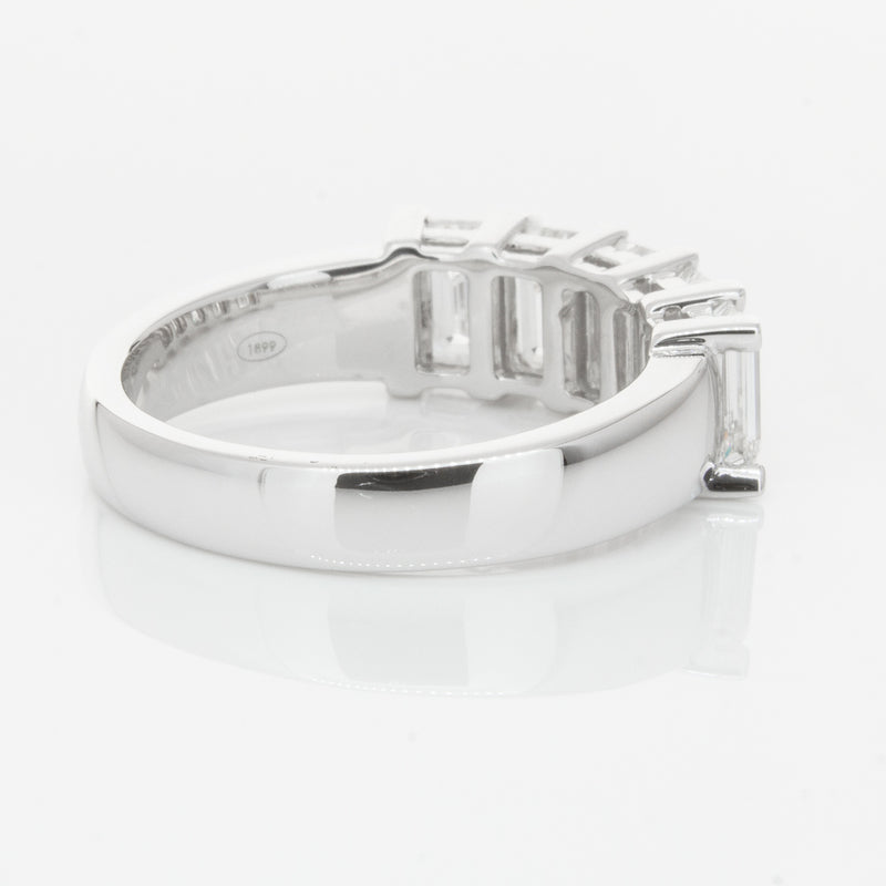 18ct White Gold Emerald-Cut Diamond Ring-Ring-Walker & Hall