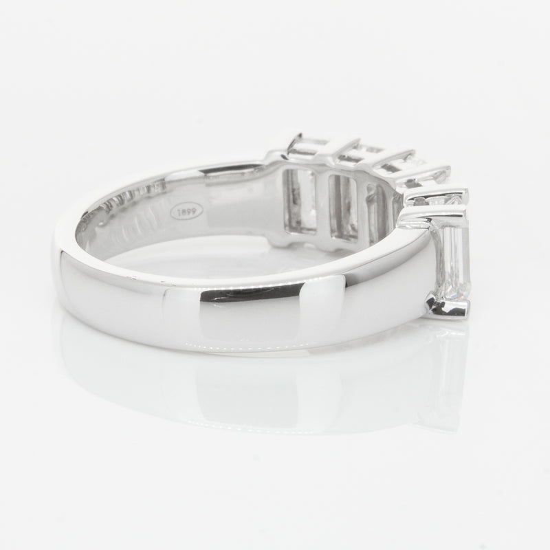 18ct White Gold Emerald-Cut Diamond Ring-Ring-Walker & Hall