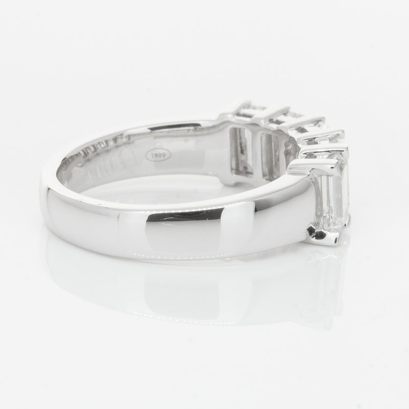 18ct White Gold Emerald-Cut Diamond Ring-Ring-Walker & Hall