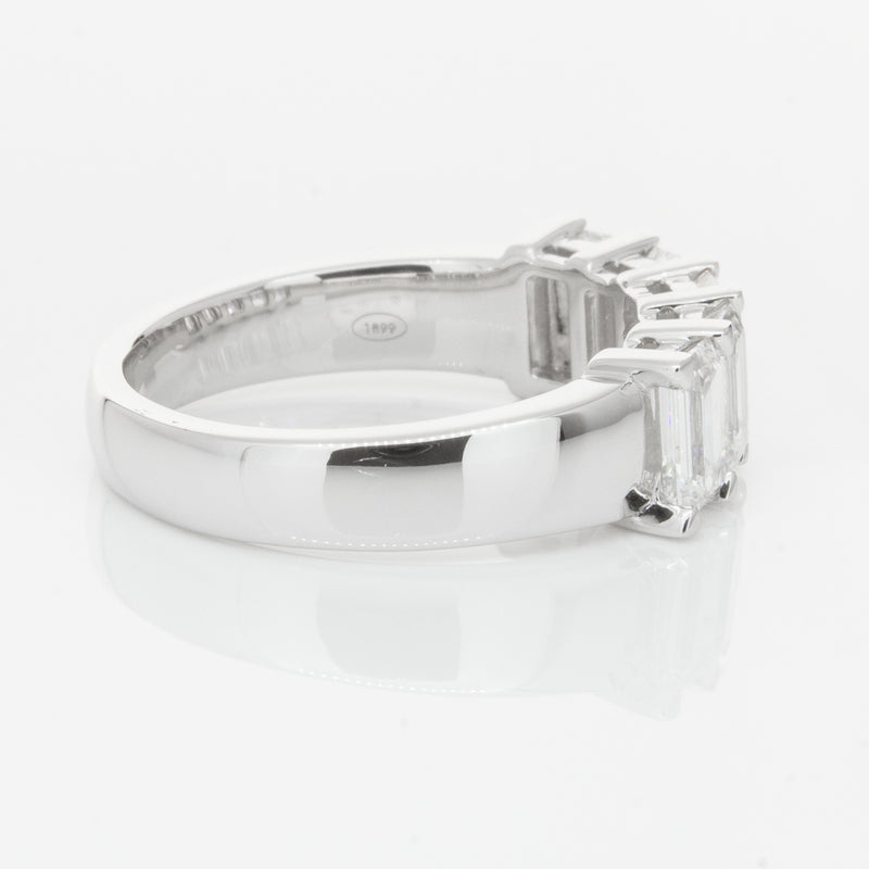 18ct White Gold Emerald-Cut Diamond Ring-Ring-Walker & Hall