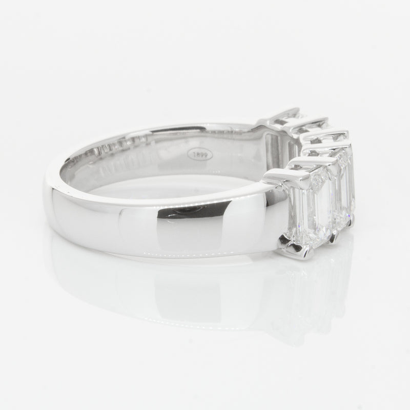18ct White Gold Emerald-Cut Diamond Ring-Ring-Walker & Hall