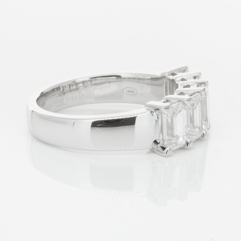 18ct White Gold Emerald-Cut Diamond Ring-Ring-Walker & Hall