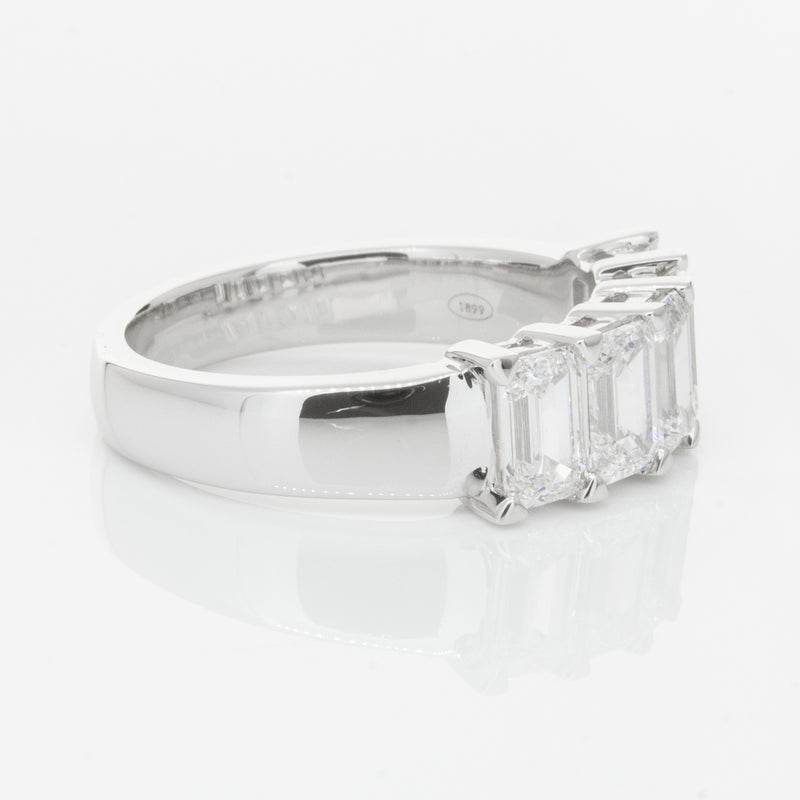 18ct White Gold Emerald-Cut Diamond Ring-Ring-Walker & Hall